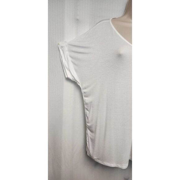 BYTAVI Cuff Sleeve V-Neck Tunic Tee Size Large White - Picture 4 of 6